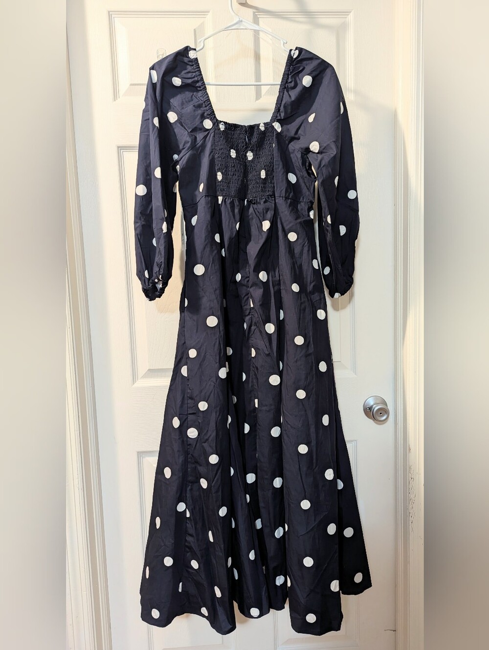 Free Assembly Polka Dot Puff Sleeve, Maxi Dress-Navy and White, Sz 8-10 - Picture 3 of 9